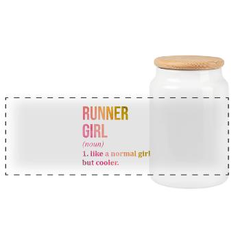 coureur - Boîte à biscuits avec couvercle en bois - blanc - Devant