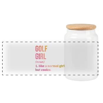 Golf - Panorama Keksdose mit Holzdeckel - Weiß - Vorne