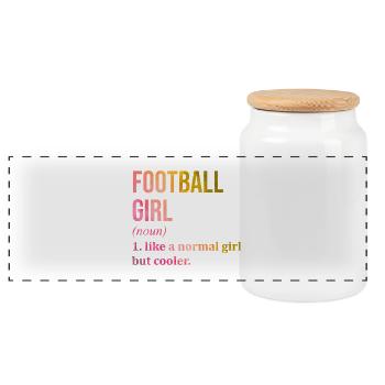 Football - Panoramic Cookie Jar with Wooden Lid - white - Front