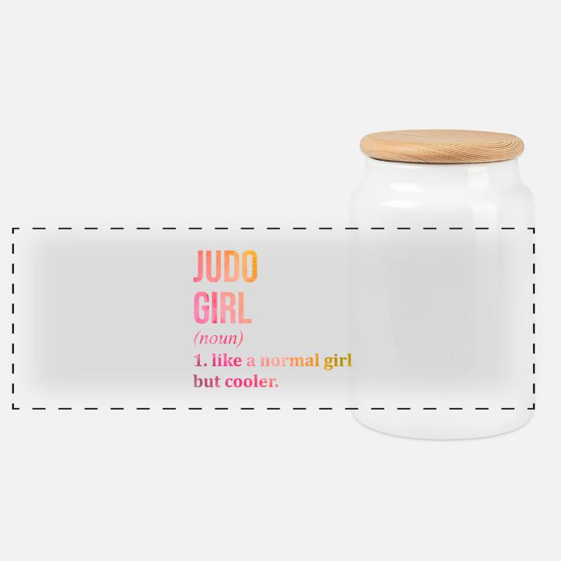 Judo - Panorama Keksdose mit Holzdeckel - Weiß