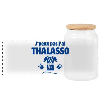 Thalassotherapie, Massage, Tonerde - Panorama Keksdose mit Holzdeckel - Weiß - Vorne