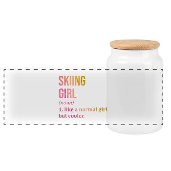 Ski - Panoramic Cookie Jar with Wooden Lid - white - Front