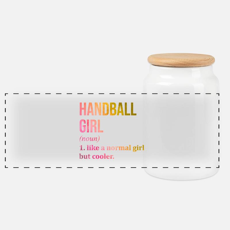 Handball - Panorama Keksdose mit Holzdeckel - Weiß