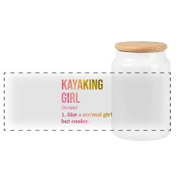 Kayaking - Panoramic Cookie Jar with Wooden Lid - white - Front