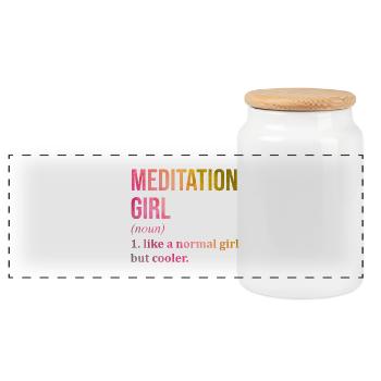 Meditate - Panoramic Cookie Jar with Wooden Lid - white - Front