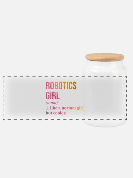 Roboter Roboter Roboter Roboter - Panorama Keksdose mit Holzdeckel - Weiß