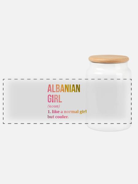 Albanien, Albanien, Albanien - Panorama Keksdose mit Holzdeckel - Weiß