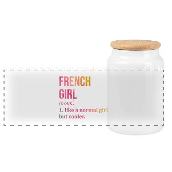 France - Boîte à biscuits avec couvercle en bois - blanc - Devant