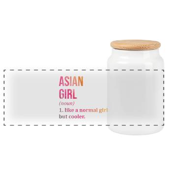 Asiatique, asiatique, asiatique - Boîte à biscuits avec couvercle en bois - blanc - Devant