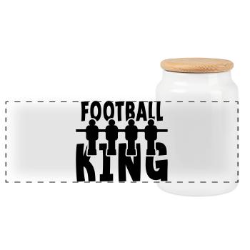 Foosball king. Table football game. - Panoramic Cookie Jar with Wooden Lid - white - Front