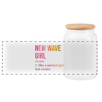 New Wave - Panoramic Cookie Jar with Wooden Lid - white - Front