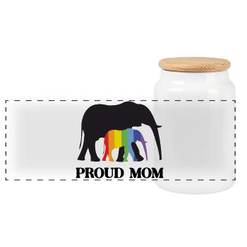 LGBTQ Pride Month - Proud Mom - Panoramic Cookie Jar with Wooden Lid - white - Front