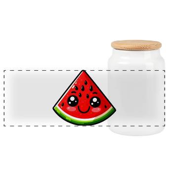Wassermelone Wassermelonen - Panorama Keksdose mit Holzdeckel - Weiß - Vorne