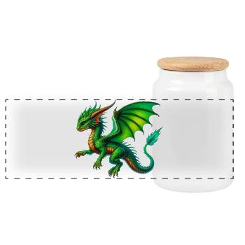 Dragon - Boîte à biscuits avec couvercle en bois - blanc - Devant