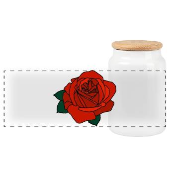 Rose rouge - Boîte à biscuits avec couvercle en bois - blanc - Devant