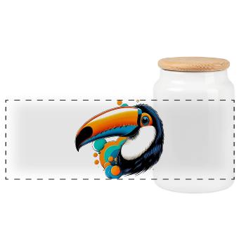 Toucan - Panoramic Cookie Jar with Wooden Lid - white - Front