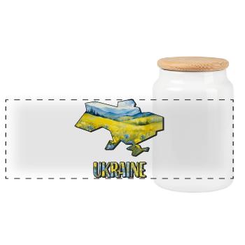 Aquarell Landkarte Ukraine - Panorama Keksdose mit Holzdeckel - Weiß - Vorne
