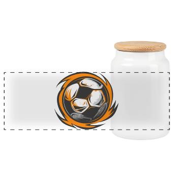 Illustration de football - Boîte à biscuits avec couvercle en bois - blanc - Devant