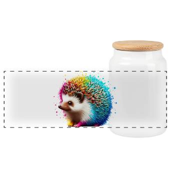 Igel - Panorama Keksdose mit Holzdeckel - Weiß - Vorne