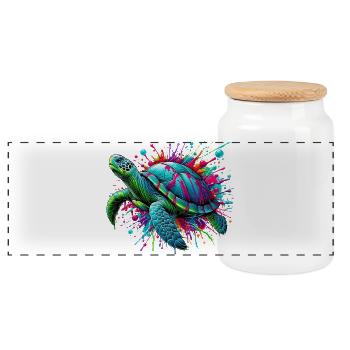 Tortue - Boîte à biscuits avec couvercle en bois - blanc - Devant