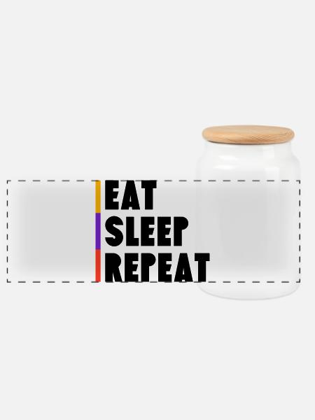 Eat - Sleep - Repeat - Panorama Keksdose mit Holzdeckel - Weiß