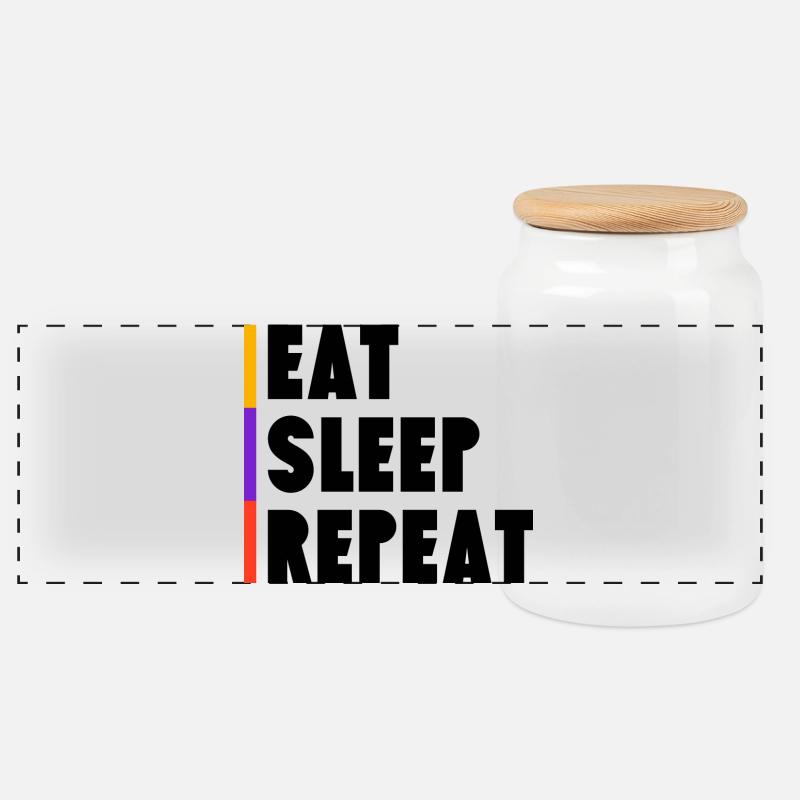 Eat - Sleep - Repeat - Panorama Keksdose mit Holzdeckel - Weiß