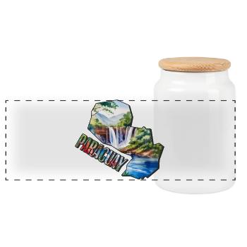 Watercolor Map Paraguay - Panoramic Cookie Jar with Wooden Lid - white - Front