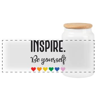 LGBT Pride Month - Inspirieren. Sei du selbst - Panorama Keksdose mit Holzdeckel - Weiß - Vorne