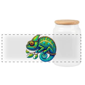 Caméléon - Boîte à biscuits avec couvercle en bois - blanc - Devant