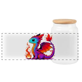 Dragon - Panoramic Cookie Jar with Wooden Lid - white - Front