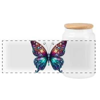 Schmetterling Diamant Diamanten Kristalle Kristall - Panorama Keksdose mit Holzdeckel - Weiß - Vorne
