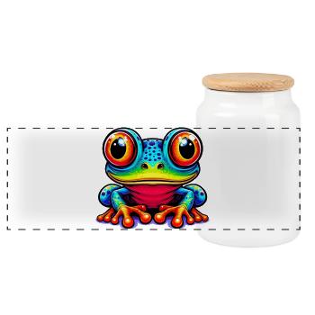 Grenouille - Boîte à biscuits avec couvercle en bois - blanc - Devant