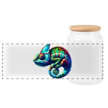 Caméléon polygonal - Boîte à biscuits avec couvercle en bois - blanc - Devant