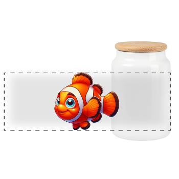 Clownfish - Panoramic Cookie Jar with Wooden Lid - white - Front