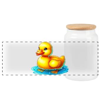 Caneton Canard Canard Canard - Boîte à biscuits avec couvercle en bois - blanc - Devant