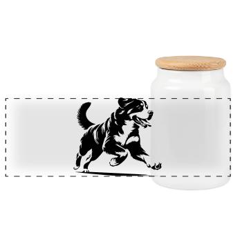 Berner Sennenhund - Panorama Keksdose mit Holzdeckel - Weiß - Vorne
