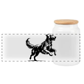 Golden Retriever - Panorama Keksdose mit Holzdeckel - Weiß - Vorne