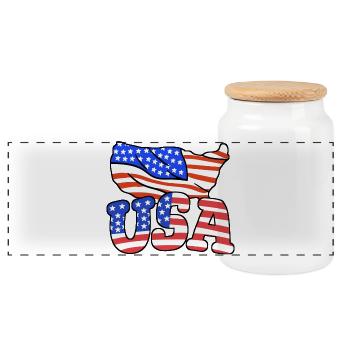 USA Amerikanische Flagge 4. Juli - Panorama Keksdose mit Holzdeckel - Weiß - Vorne