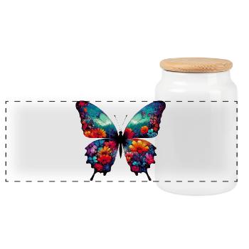 Schmetterling - Panorama Keksdose mit Holzdeckel - Weiß - Vorne