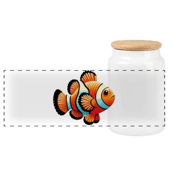 Poisson-clown - Boîte à biscuits avec couvercle en bois - blanc - Devant