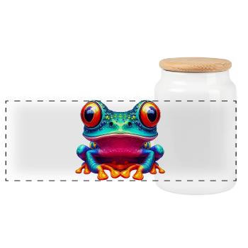 Grenouille - Boîte à biscuits avec couvercle en bois - blanc - Devant