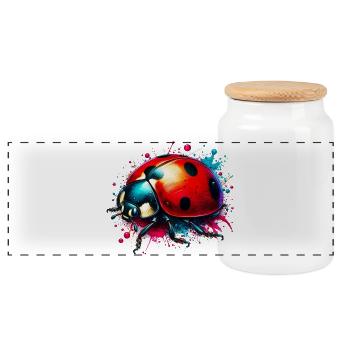 Coccinelle - Boîte à biscuits avec couvercle en bois - blanc - Devant