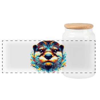 Loutre - Boîte à biscuits avec couvercle en bois - blanc - Devant