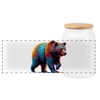 Ours - Boîte à biscuits avec couvercle en bois - blanc - Devant
