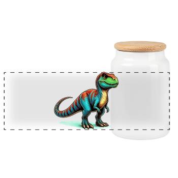 Dinosaure - Boîte à biscuits avec couvercle en bois - blanc - Devant