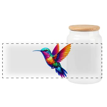 Kolibri - Panorama Keksdose mit Holzdeckel - Weiß - Vorne