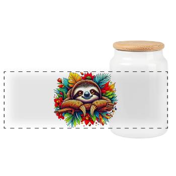 Paresse - Boîte à biscuits avec couvercle en bois - blanc - Devant