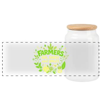 FARMERS: SOIL, SWEAT, AND SMILES - Panoramic Cookie Jar with Wooden Lid - white - Front