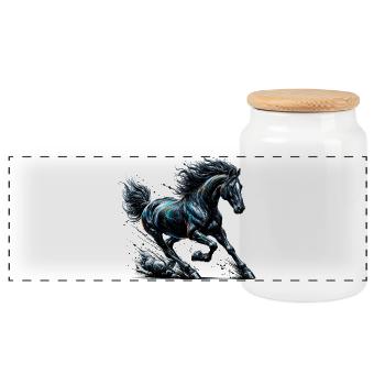 Cheval - Boîte à biscuits avec couvercle en bois - blanc - Devant