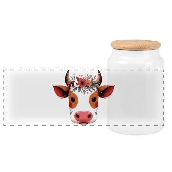 Vache - Boîte à biscuits avec couvercle en bois - blanc - Devant